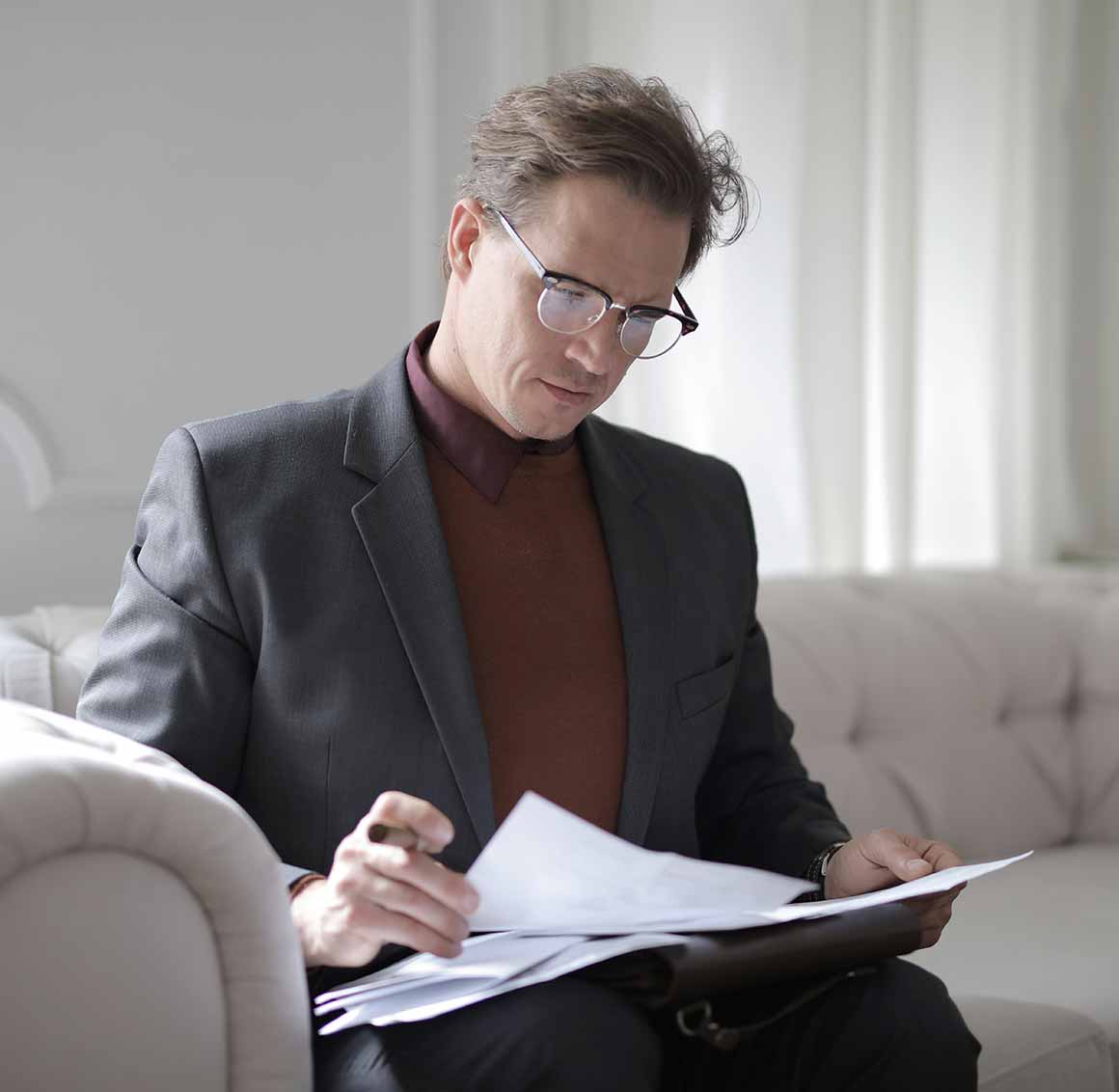 Accountant reading report